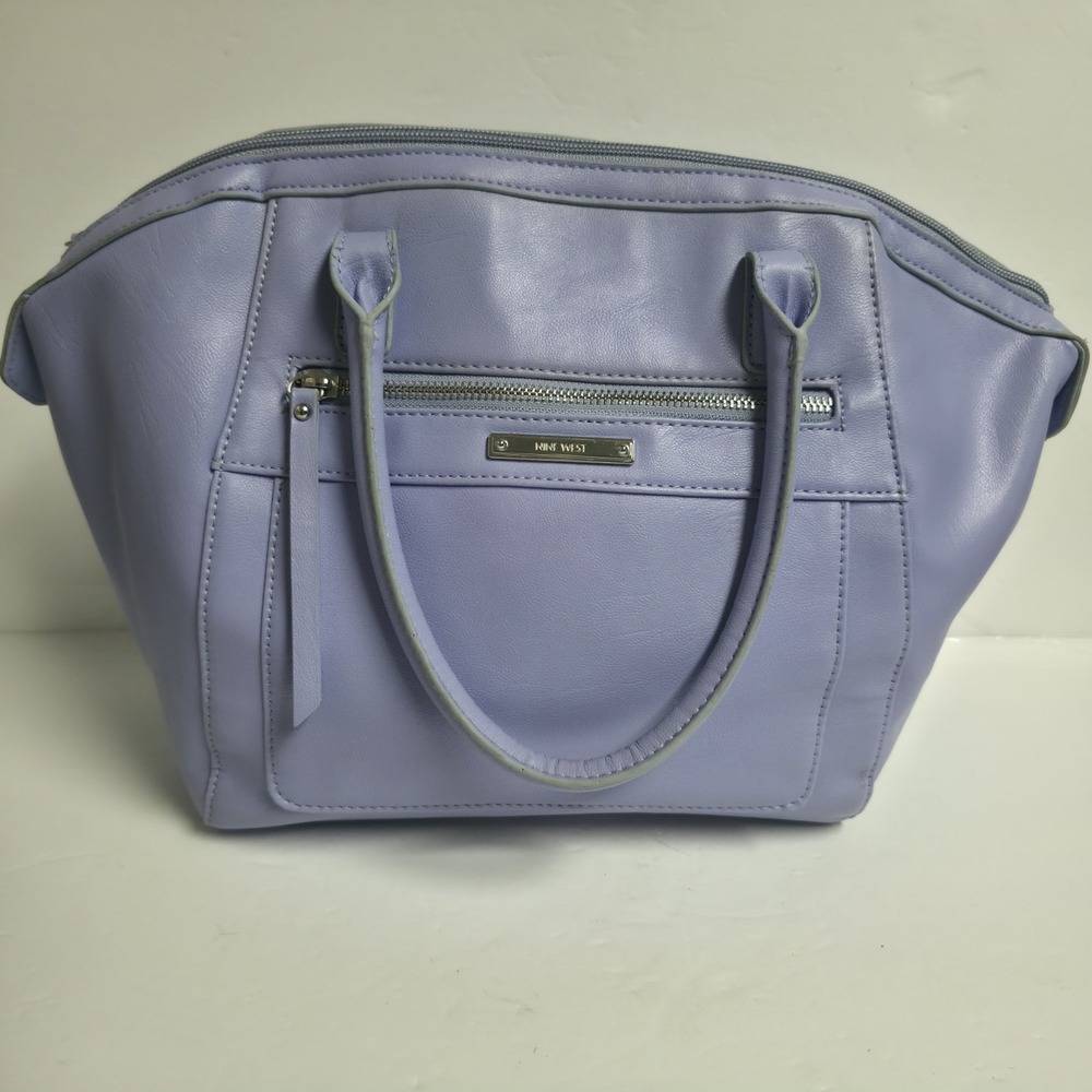 Nine West Satchel Handbag Lavender Lilac Purple Faux Leather Zip Shoulder Bag